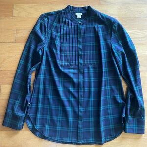 J.Crew Black Watch Plaid Silky Blouse